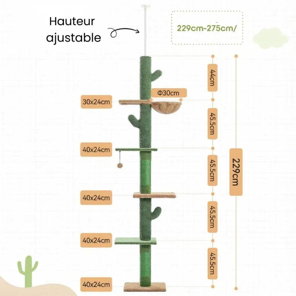 Arbre à chat cactus taille ajustable