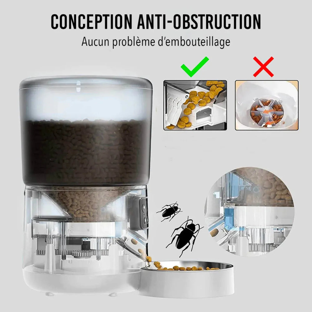 Distributeur automatique de croquettes chat anti obstruction