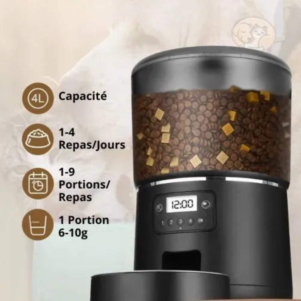 Distributeur automatique de croquettes chat grande capacité