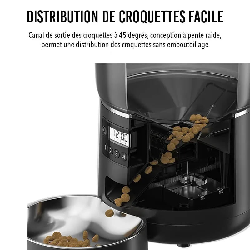Distributeur automatique de croquettes chat inclinaison sans obstacle