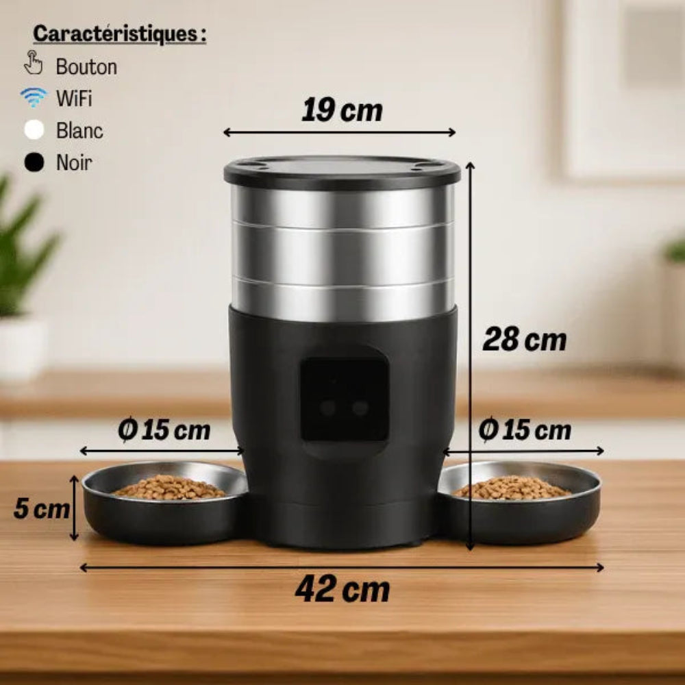 Distributeur automatique de croquettes pour 2 chats dimension du produit