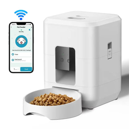 Distributeur chat croquette automatique blanc connecté
