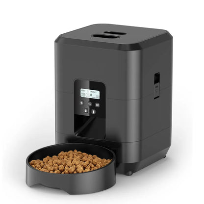 Distributeur chat croquette automatique noir bouton