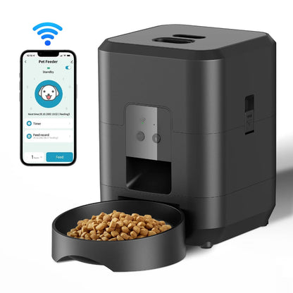 Distributeur chat croquette automatique noir connecté