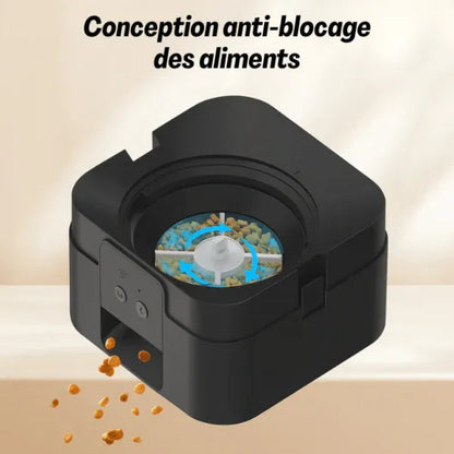 Distributeur chat croquette automatique système anti blocage de croquette