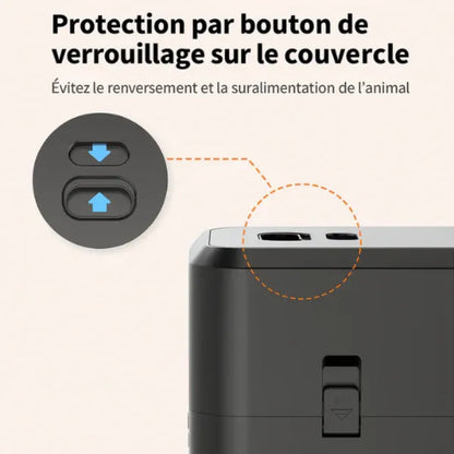 Distributeur chat croquette automatique verrouillage du couvercle