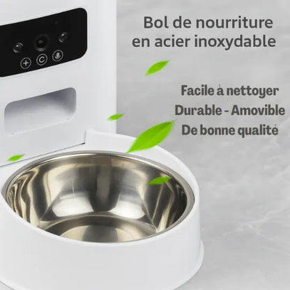 Distributeur de croquette pour chat automatique bol inox amovible
