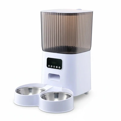 Distributeur de croquette pour chat automatique double bol avec bouton