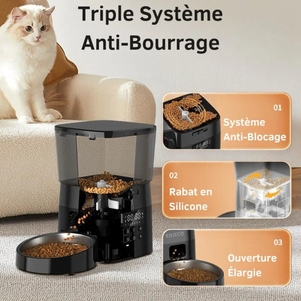 Distributeur de croquettes automatique pour chat système anti bourrage