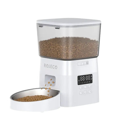 Distributeur de croquettes automatique pour chat coloris blanc
