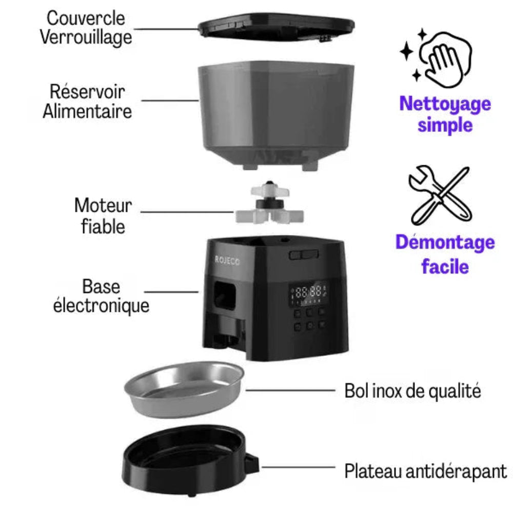 Distributeur de croquettes automatique pour chat démontage pour nettoyage