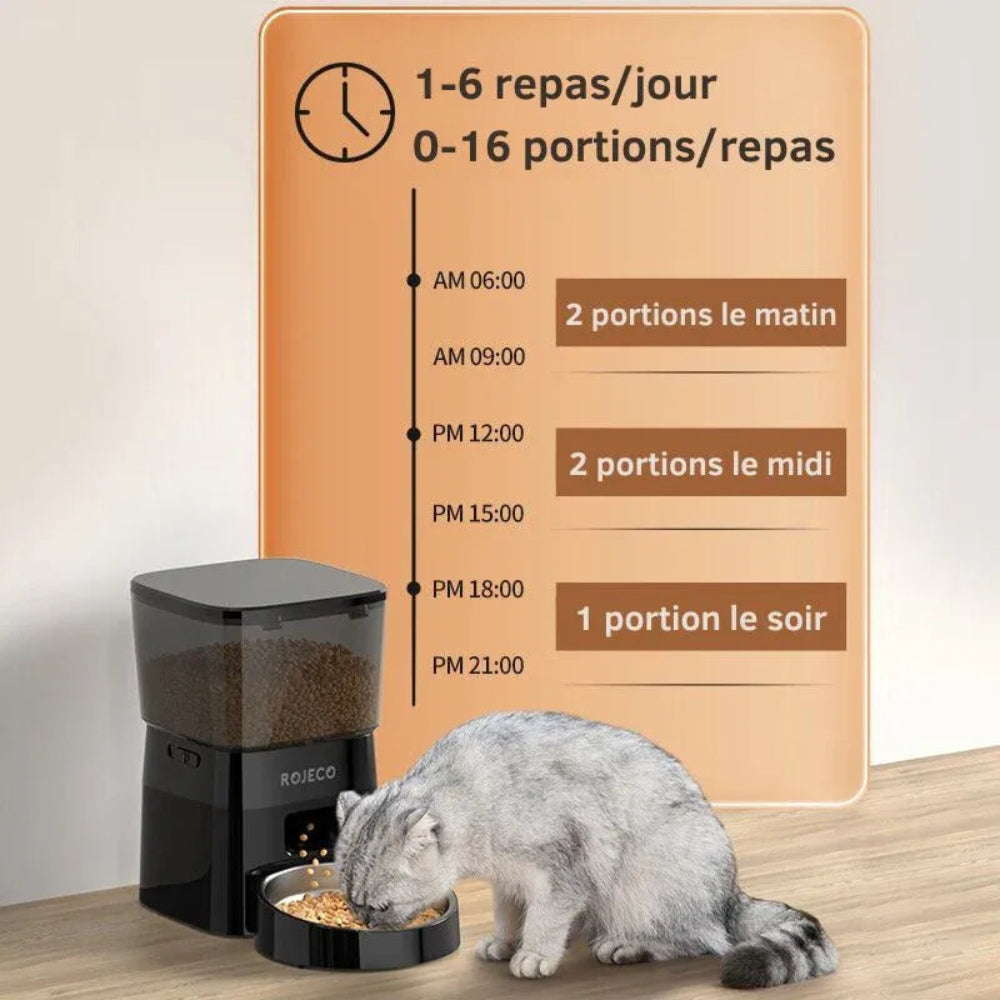 Distributeur de croquettes automatique pour chat portion et repas par jour