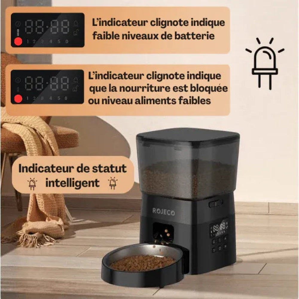 Distributeur de croquettes automatique pour chat signal batterie faible