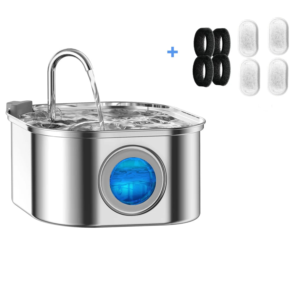 Fontaine à eau inox chat 4 filtres
