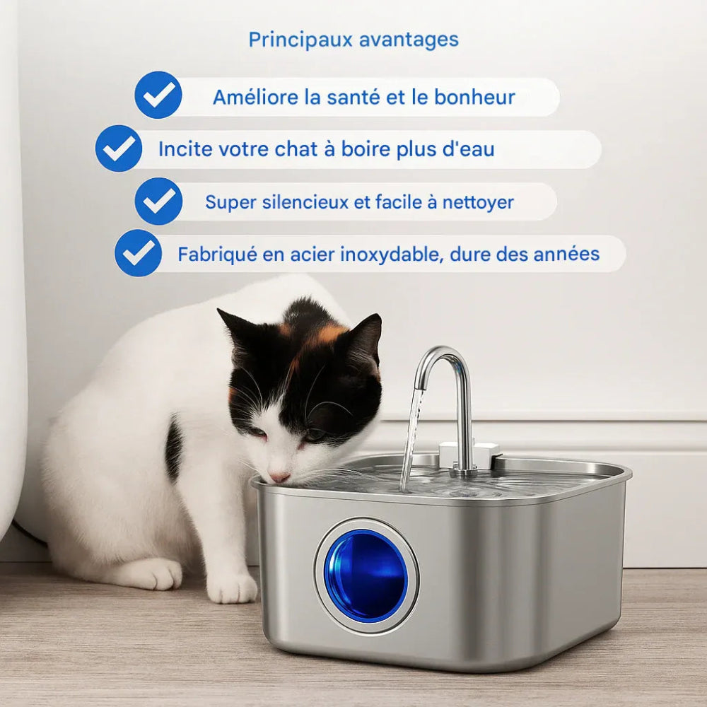 Fontaine à eau inox chat avantages