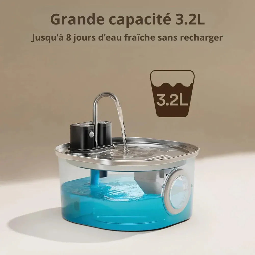 Fontaine à eau inox chat grande capacité 3.2 litres