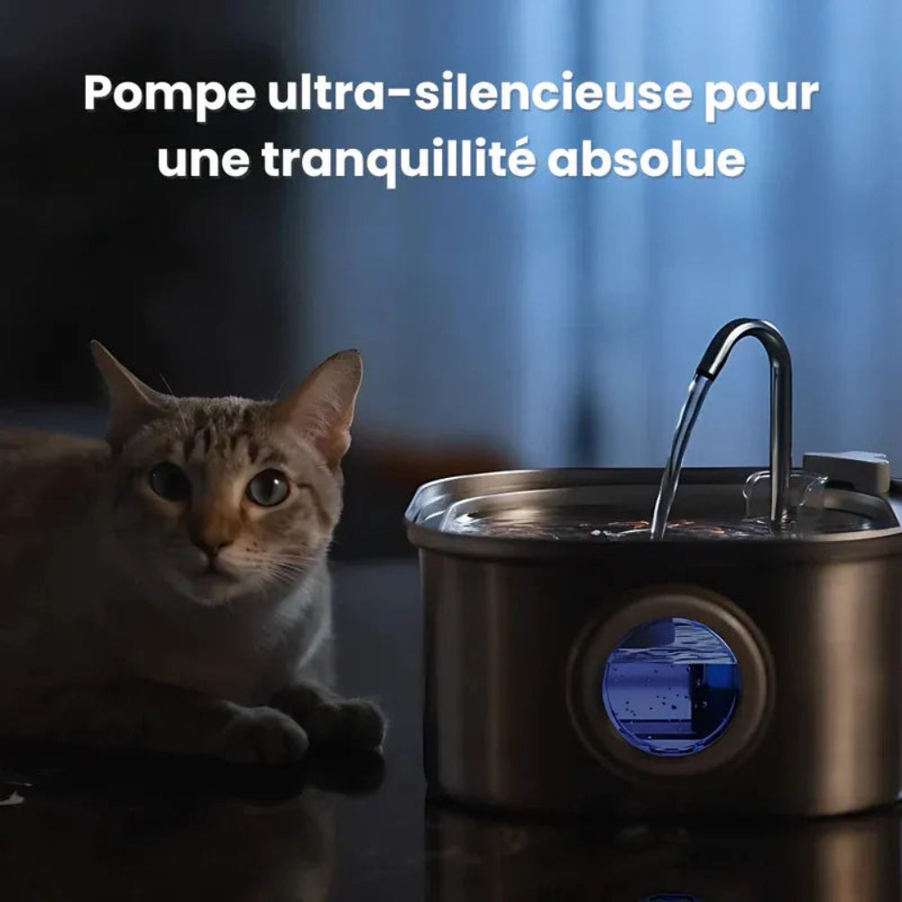 Fontaine à eau inox chat silencieuse