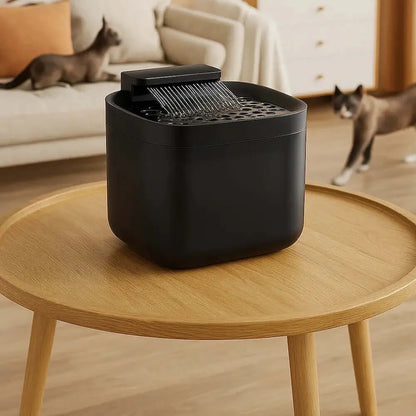 Fontaine à eau pour chat noire écoulement de l'eau