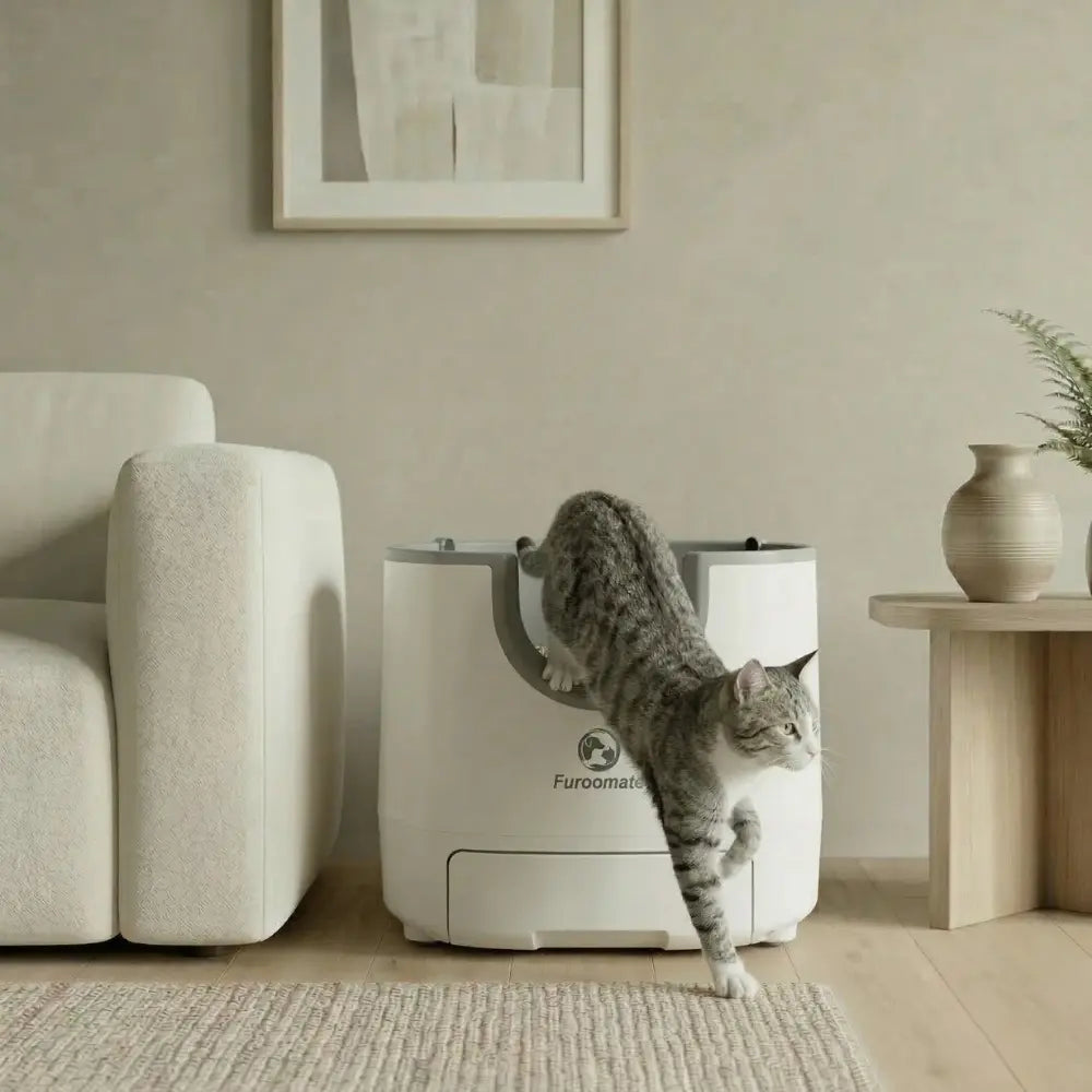 Litière automatique pour chat qui sort du bac Image